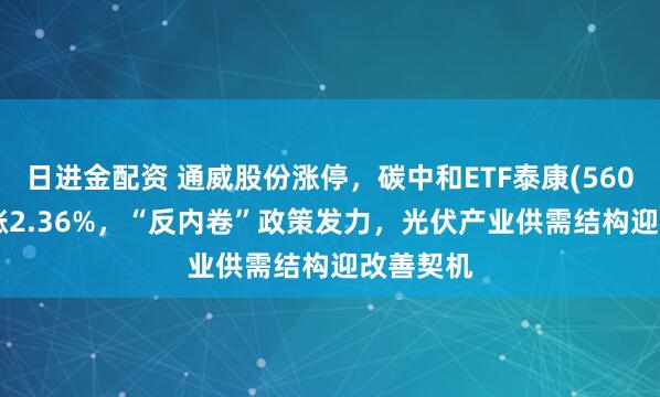 日进金配资 通威股份涨停，碳中和ETF泰康(560560)上涨2.36%，“反内卷”政策发力，光伏产业供需结构迎改善契机