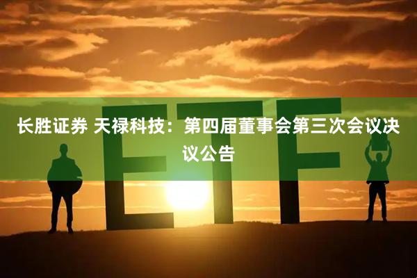 长胜证券 天禄科技：第四届董事会第三次会议决议公告